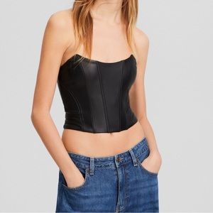 Bershka Faux Leather Brandeau Top